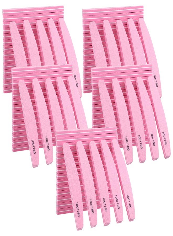 JOUTYFOR 100 Pack Nail Buffers 100/180 Grit Heavy Duty Nail Files for Women Washable Double Sided Nails Sanding Block File for Acrylic Natural Gel Nails, Pink - Image 1